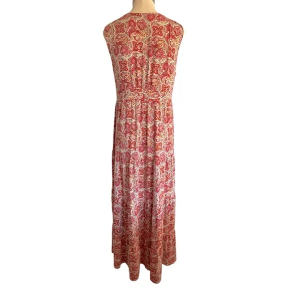 Garnet Hill Long Tier Garden Maxi Dress M - Picture 2 of 9